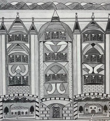 Grosses Haus mit Berglandschaft