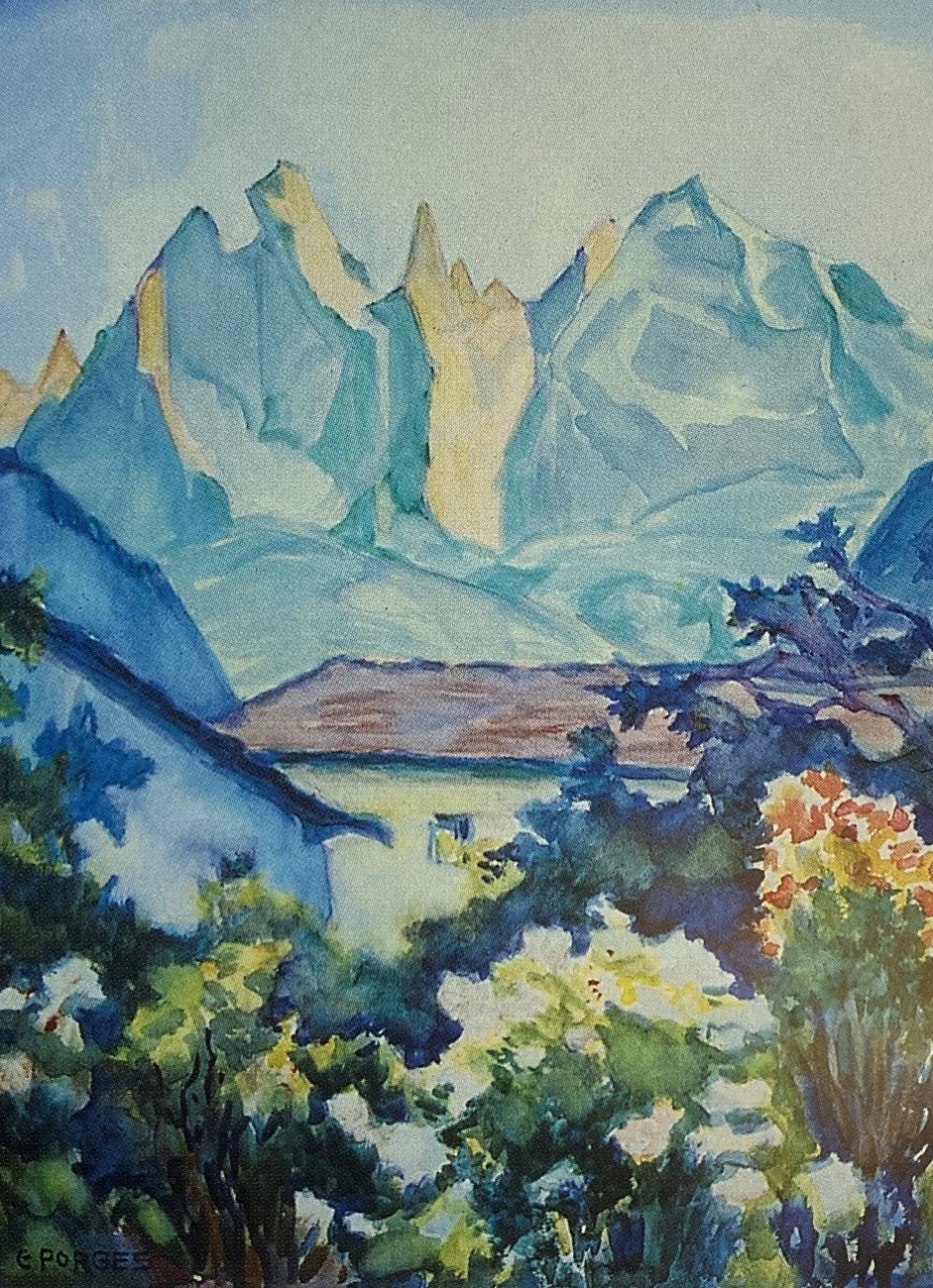 Clara Porges, Im Bergell, im Hintergrund das Scioramassiv