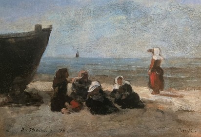 Berck. Pêcheuses guettant le retour des barques, 1875