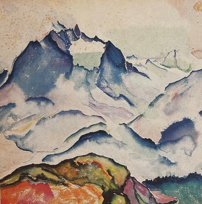 Recto: Im Bergell, im Hintergrund das Scioramassiv; 
Verso: Monte del Forno (Engadin)
