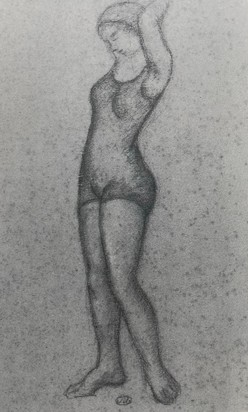 Jeune femme aux bras levés