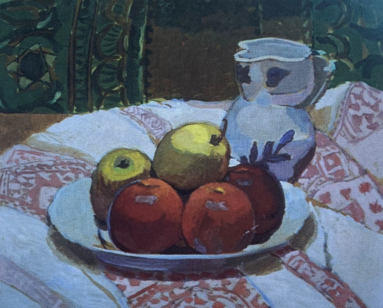 Max Truninger, Still Life (Fruit Bowl and Jar on Table Cloth)