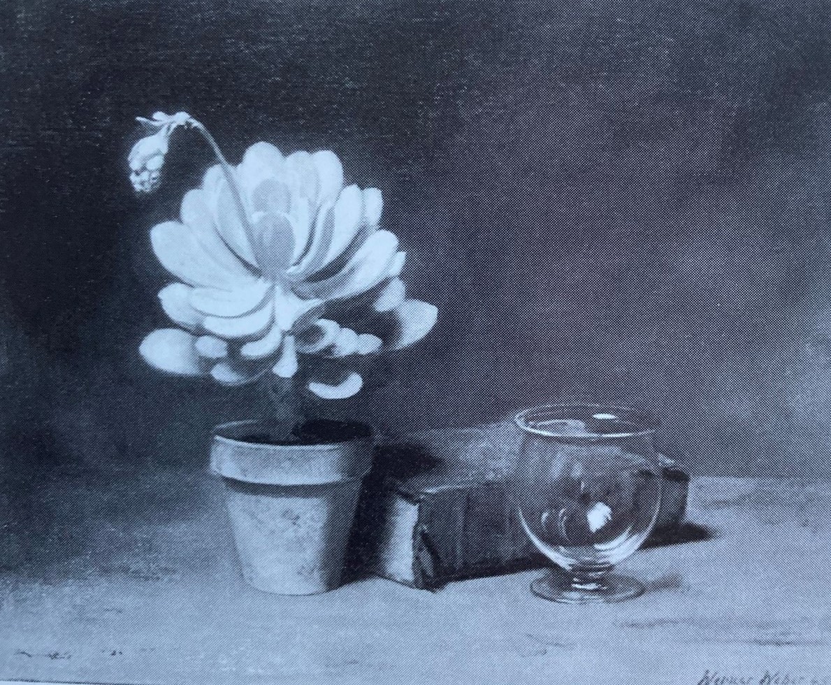 Werner Weber, Houseleek with Book and Glass, 1945