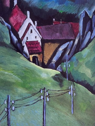 Häusergruppe in der Talsenke, approx. 1915