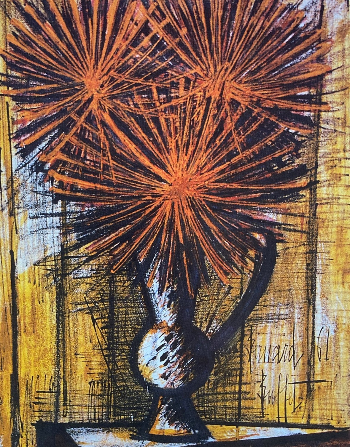 Bernard Buffet, Vase de Dahlias, 1961