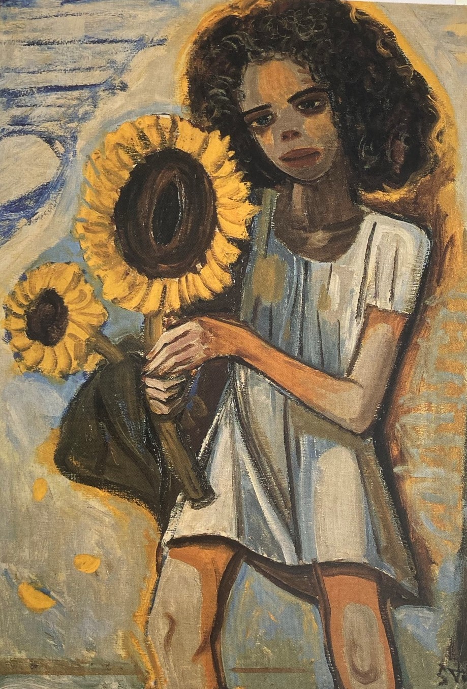 Otto Dix, Mädchen mit zwei Sonnenblumen (Girl with two Sunflowers)