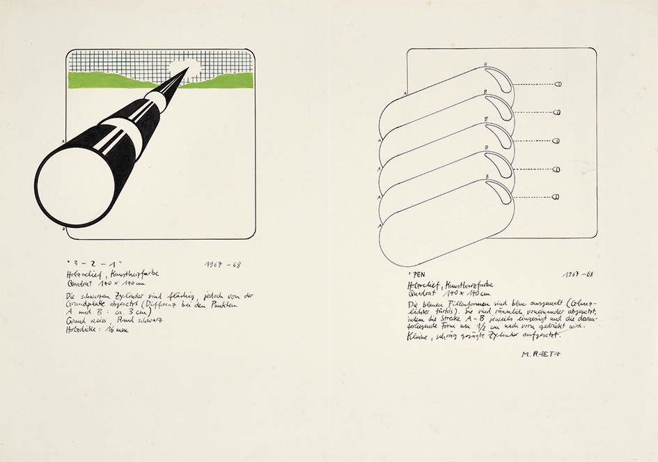 Markus Raetz, Project sketch for Documenta 4: "3 - 2 - 1" and "PEN"