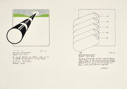 Project sketch for Documenta 4: "3 - 2 - 1" and "PEN"
