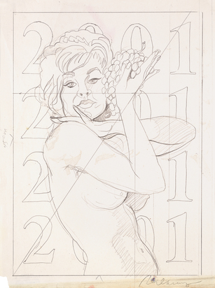 Study for wine label "Lady Chardonnay"