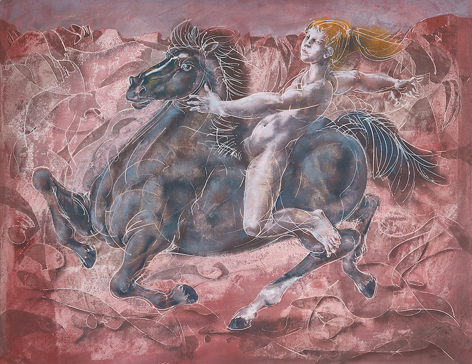 Hans Erni, Reitender Mädchenakt (Riding Girl Nude)
