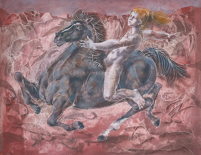 Reitender Mädchenakt (Riding Girl Nude)