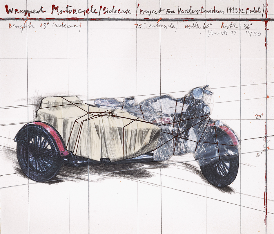 Christo, Wrapped Motorcycle/Sidecar (Project for Harley-Davidson 1933 VL Model)