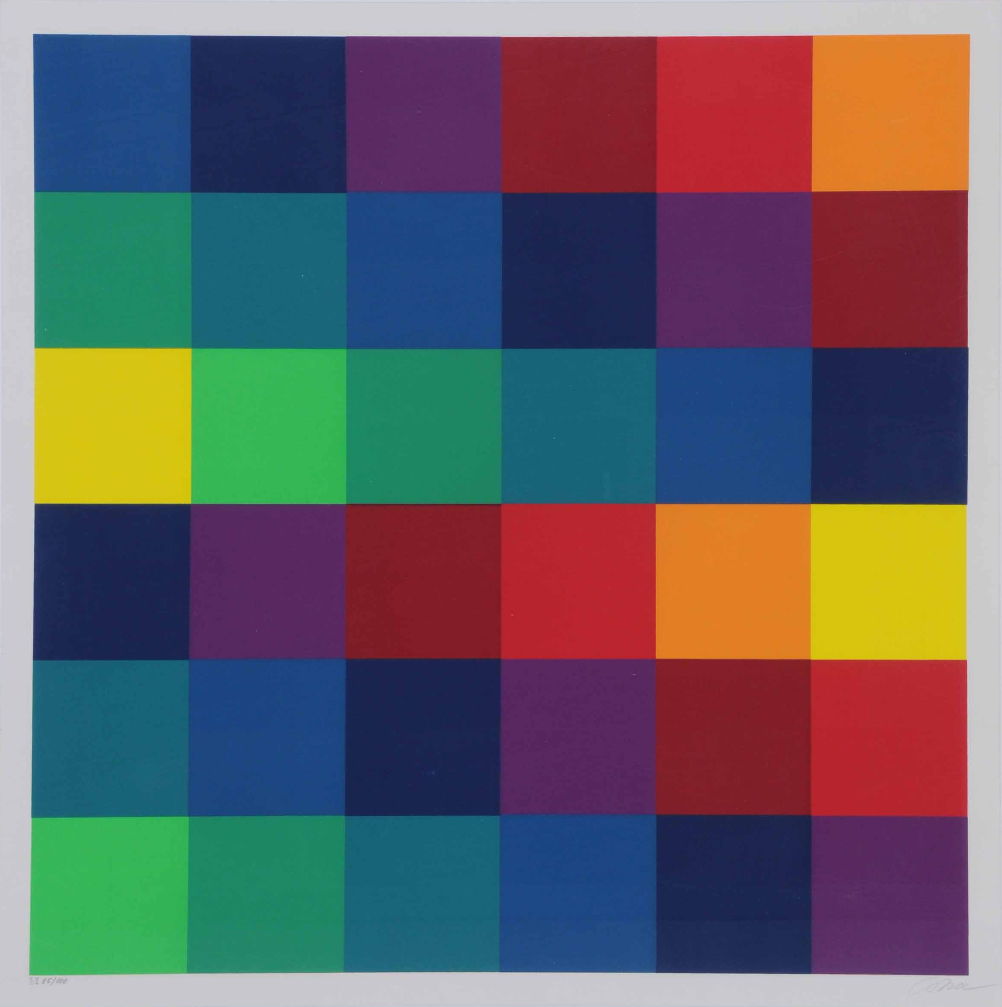 Richard Paul Lohse, Sechs systematische Farbreihen von gelb zu gelb 1967 (II-II) Zentrum