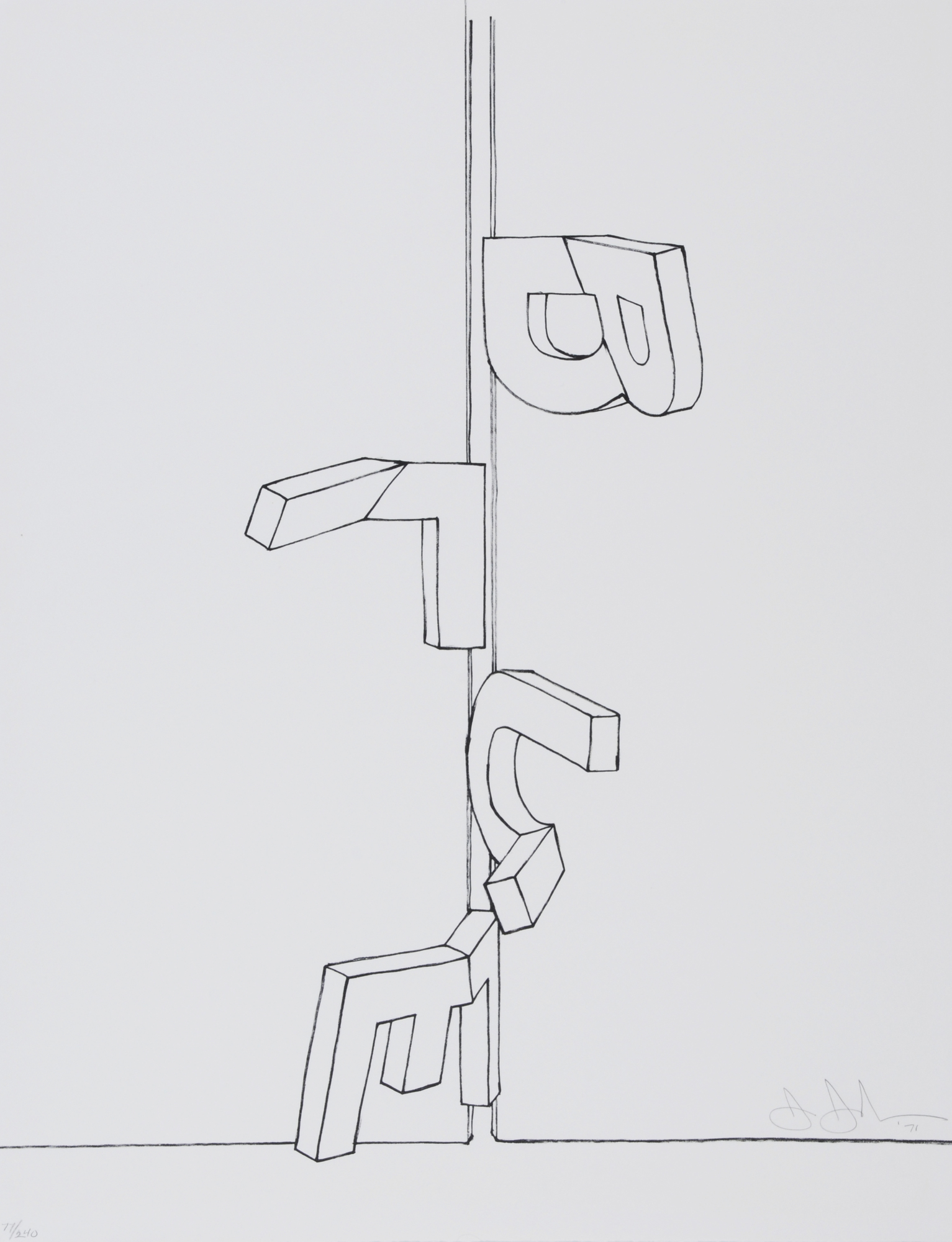 Jasper Johns, Bent Blue, 1971, from "Graphikmappe des Schweizerischen Kunstvereins", 1975