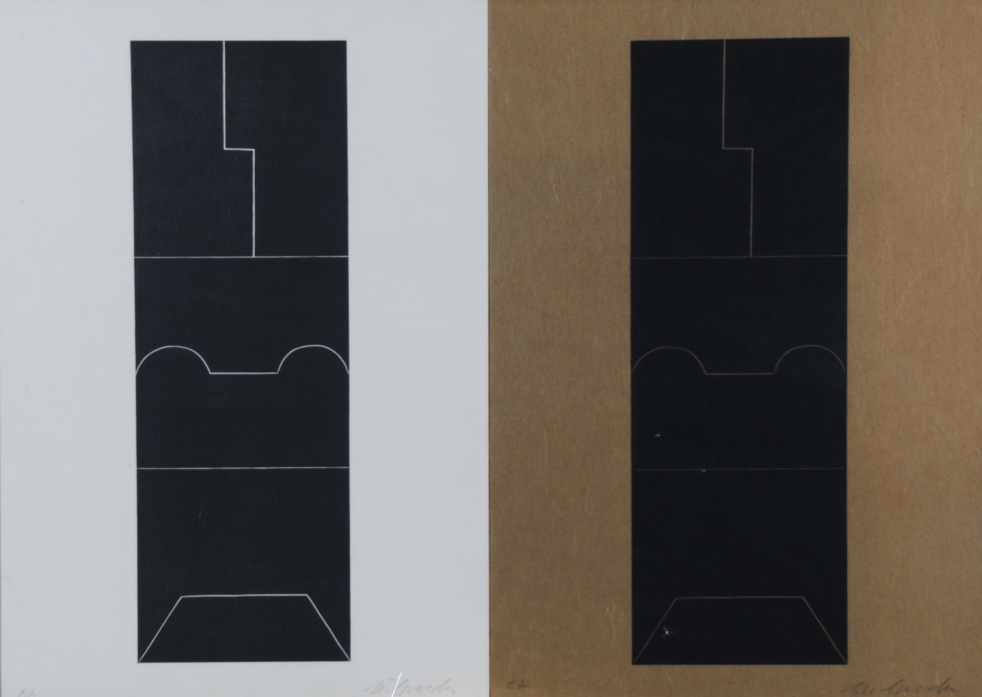Matias Spescha, 8 sheets: Linocut-Series, 1963/1-3; Untitled, 1972/1; Untitled, 1979/2 (4)
