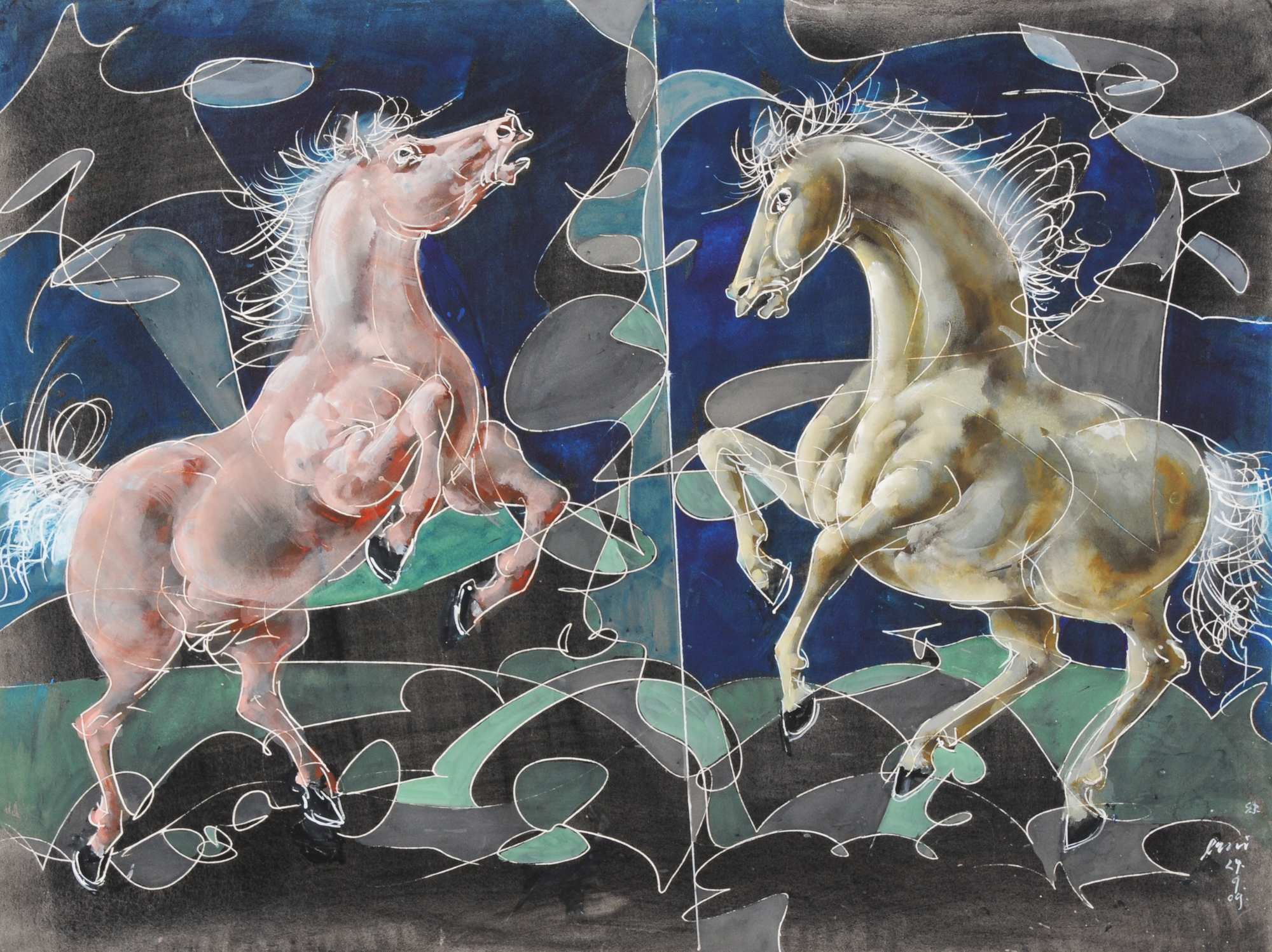 Hans Erni, Zwei steigende Pferde (Two Rearing Horses)