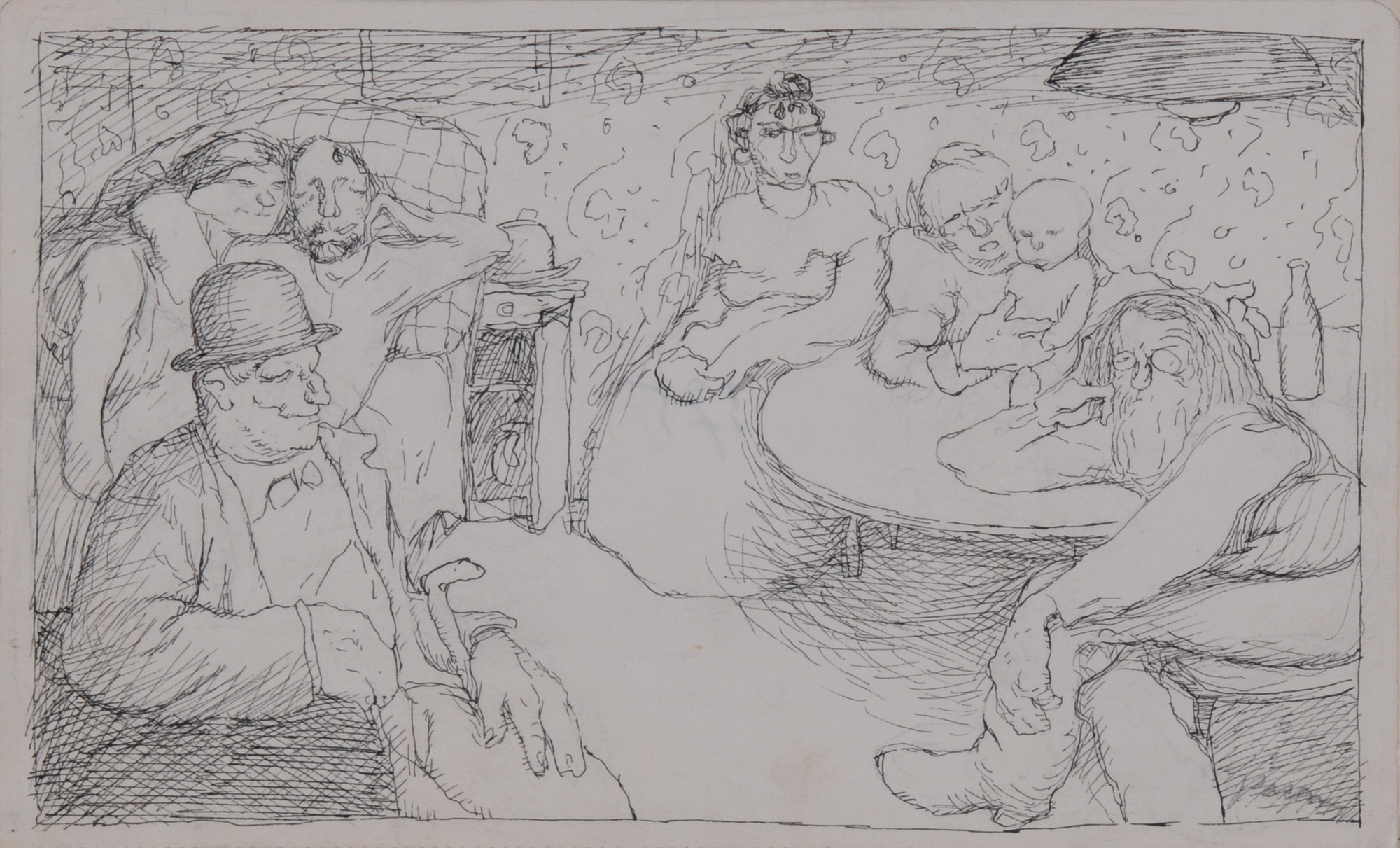 Jules Pascin, Interieur mit Figurengruppe (Interior with Group of Figures)
