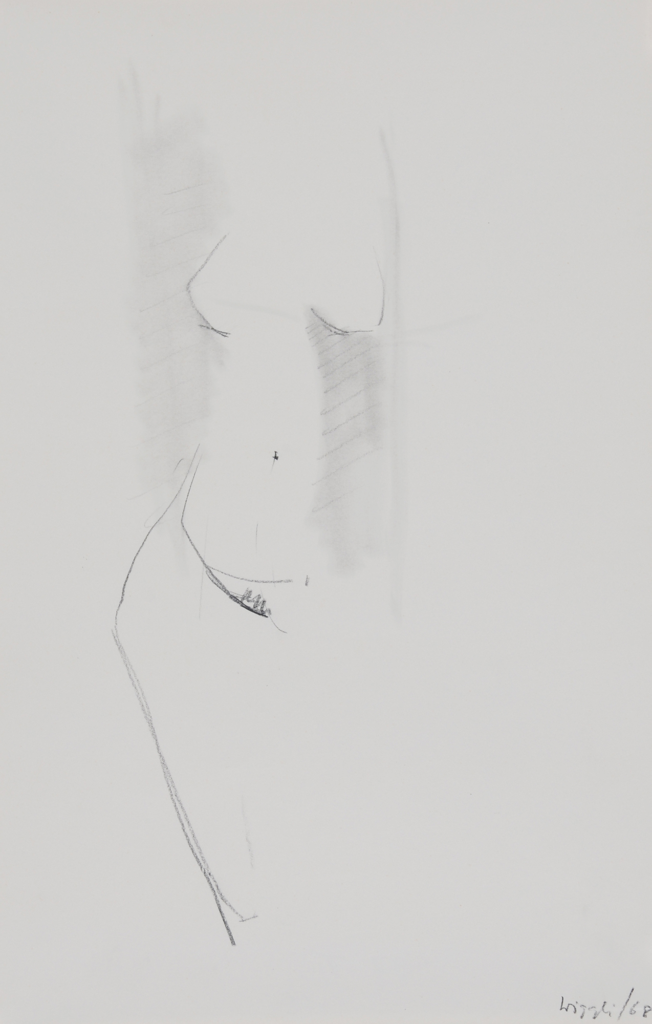 Oscar Wiggli, 3 drawings: Body Studies, 1967; Female Nude, 1968; Body Study