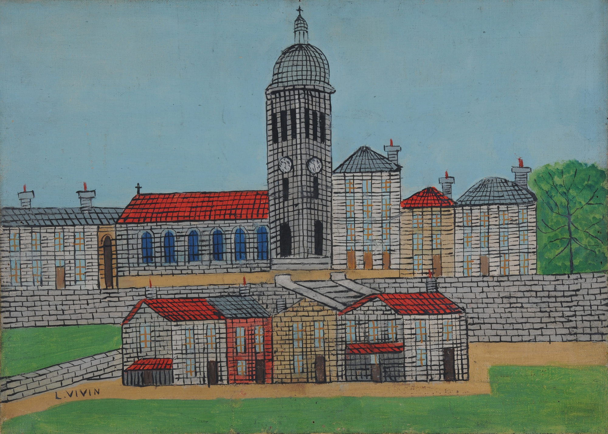 Louis Vivin, L'église et les maisons