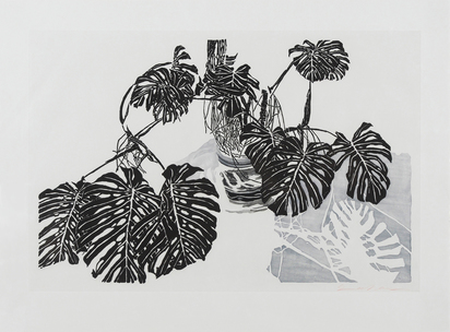 Philodendrons (gris bleu et ombre bleutée)