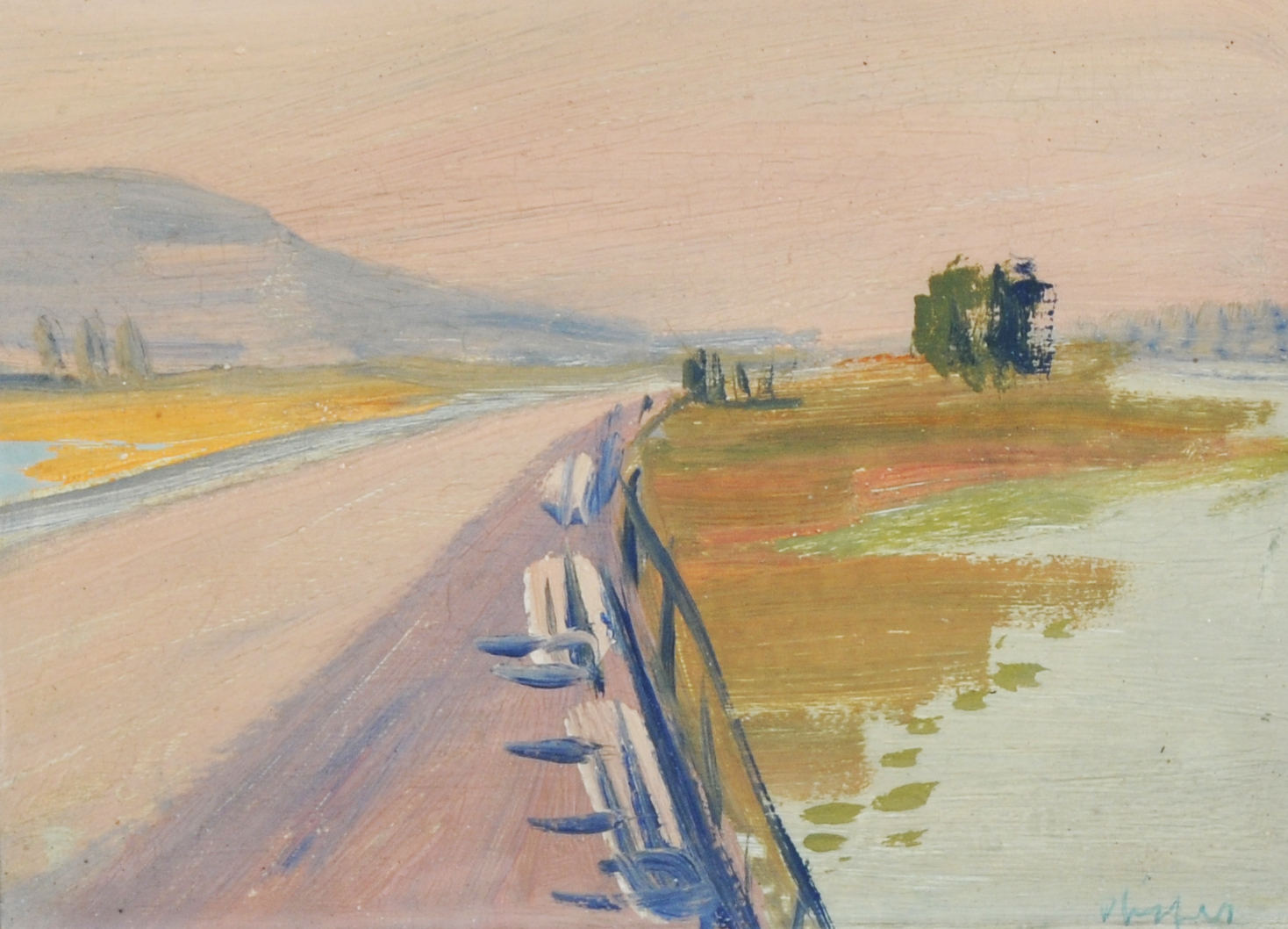 Albert Pfister, Rosiges Licht mit Schilf