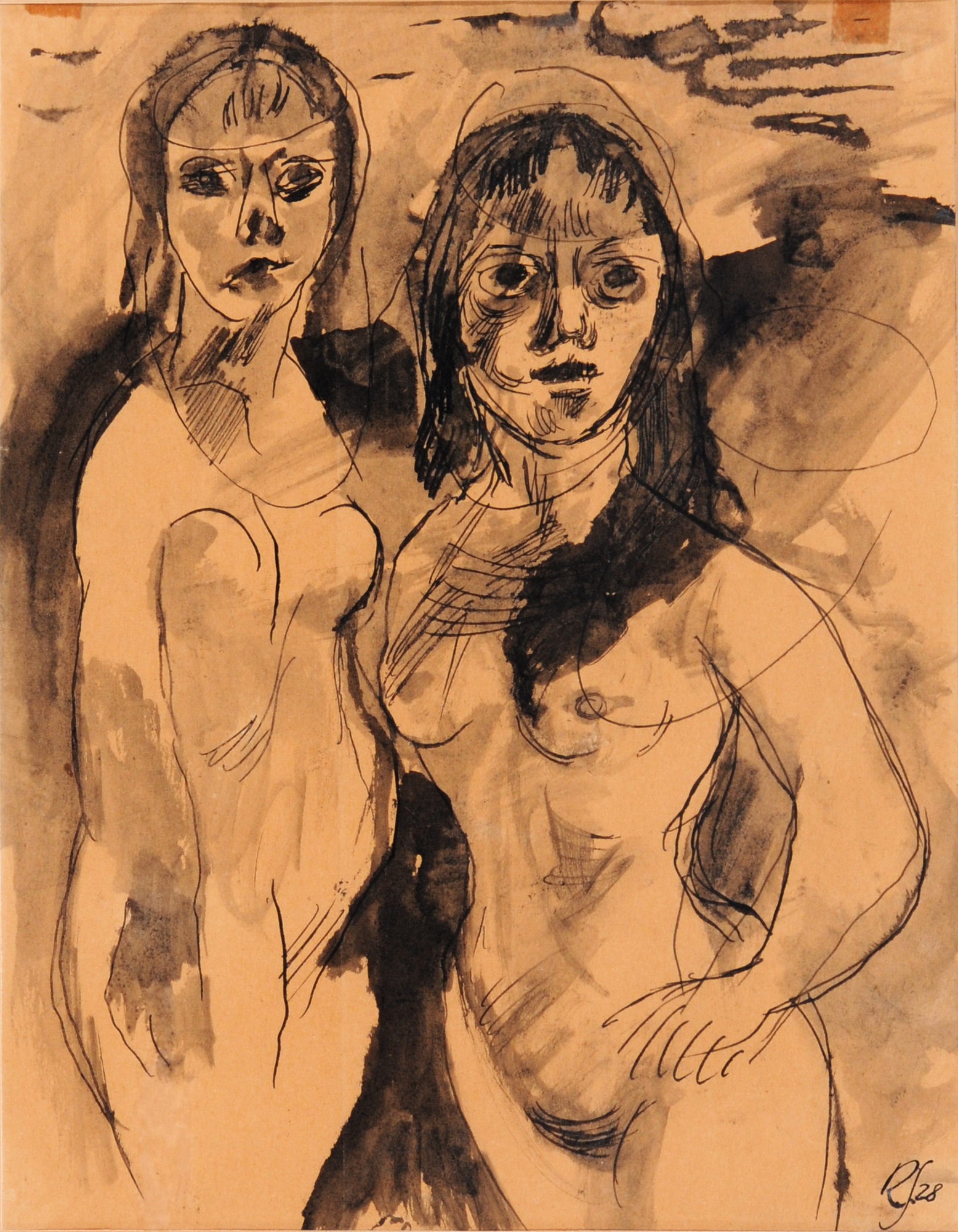 Johann Robert Schürch, Zwei stehende Frauenakte (Two Standing Female Nudes)