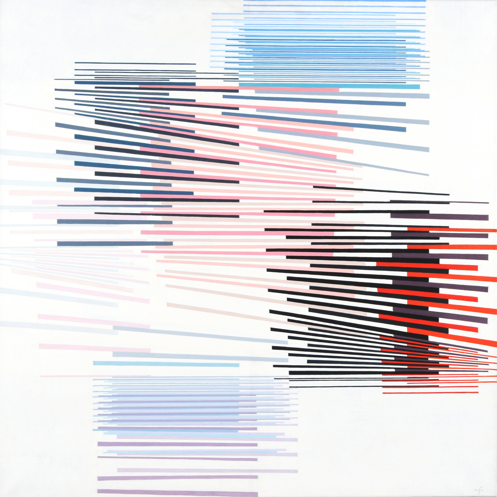Arend Fuhrmann, System gebrochener Quadrate verschoben und verzogen 4 + 3 + 2 + 1