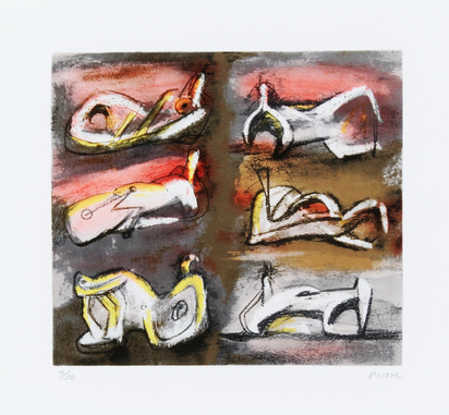 Six Reclining Figures with Red Background