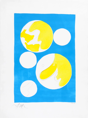 Cinque lunes sur fond bleu (Five Moons on Blue Background)