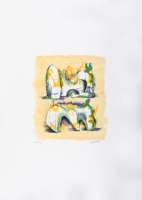 Two Reclining Figures in Yellow and Green
