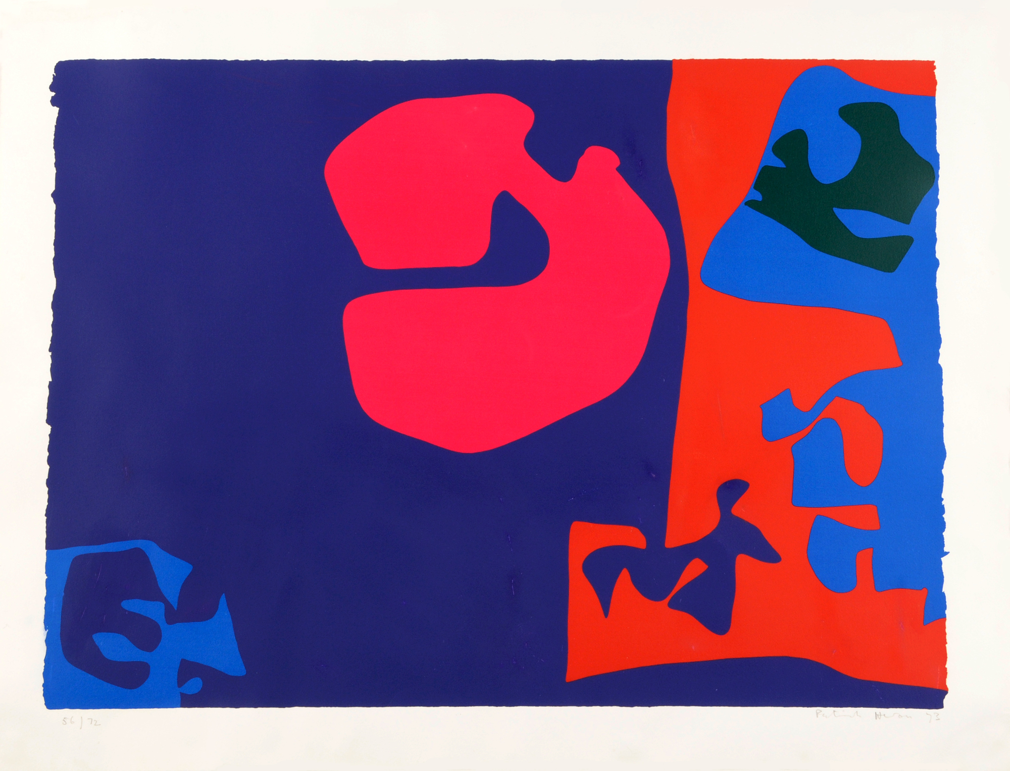 Patrick Heron, Magenta Shape on Blue