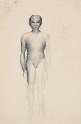 Frontaler, stehender Knabenakt (Standing Young Male Nude from Front)