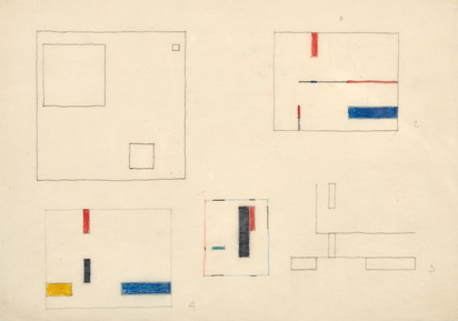 Sheet with 5 colour studies