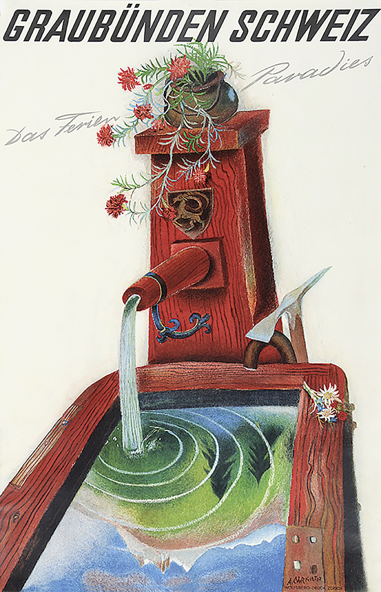 Alois Carigiet, Poster. Graubünden Schweiz - Das Ferien-Paradies