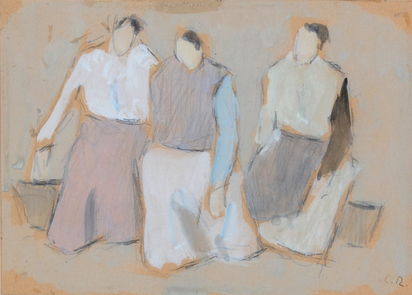 Zwei Bilder: Frauen auf dem Feld, 1961; Drei Bäuerinnen