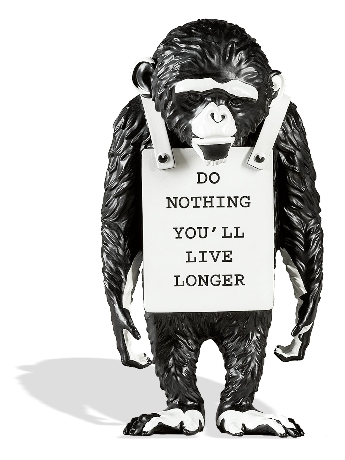 Banksy, after. Monkey Sign - Do Nothing You'll Live Longer (Black)