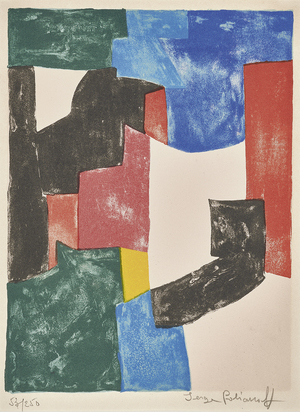 Composition noire, bleue et rouge (Composition black, blue and red)