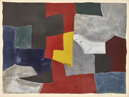 Composition grise, rouge et jaune