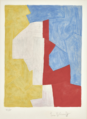Composition jaune, rouge et bleue
