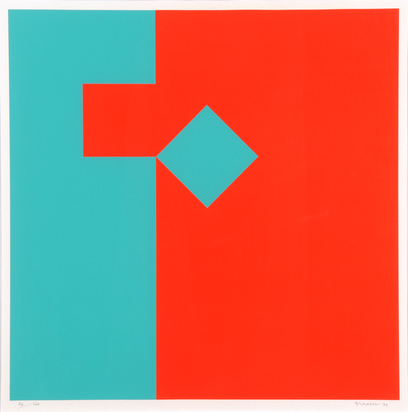 4 Blätter: Ohne Titel, 1972; Disloziertes Quadrat, 1974; Ohne Titel, 1977; Ohne Titel, 1977