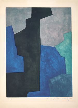 Composition noire, bleue et mauve