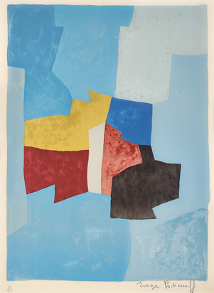 Composition bleue, jaune et rouge