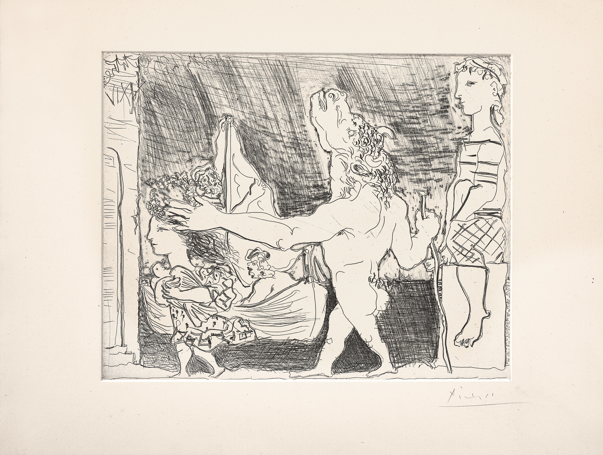 Pablo Picasso, Minotaure aveugle guidé dans la nuit par une petite fille au pigeon