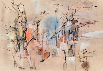 Composition (Composition Redbrown/Blue)