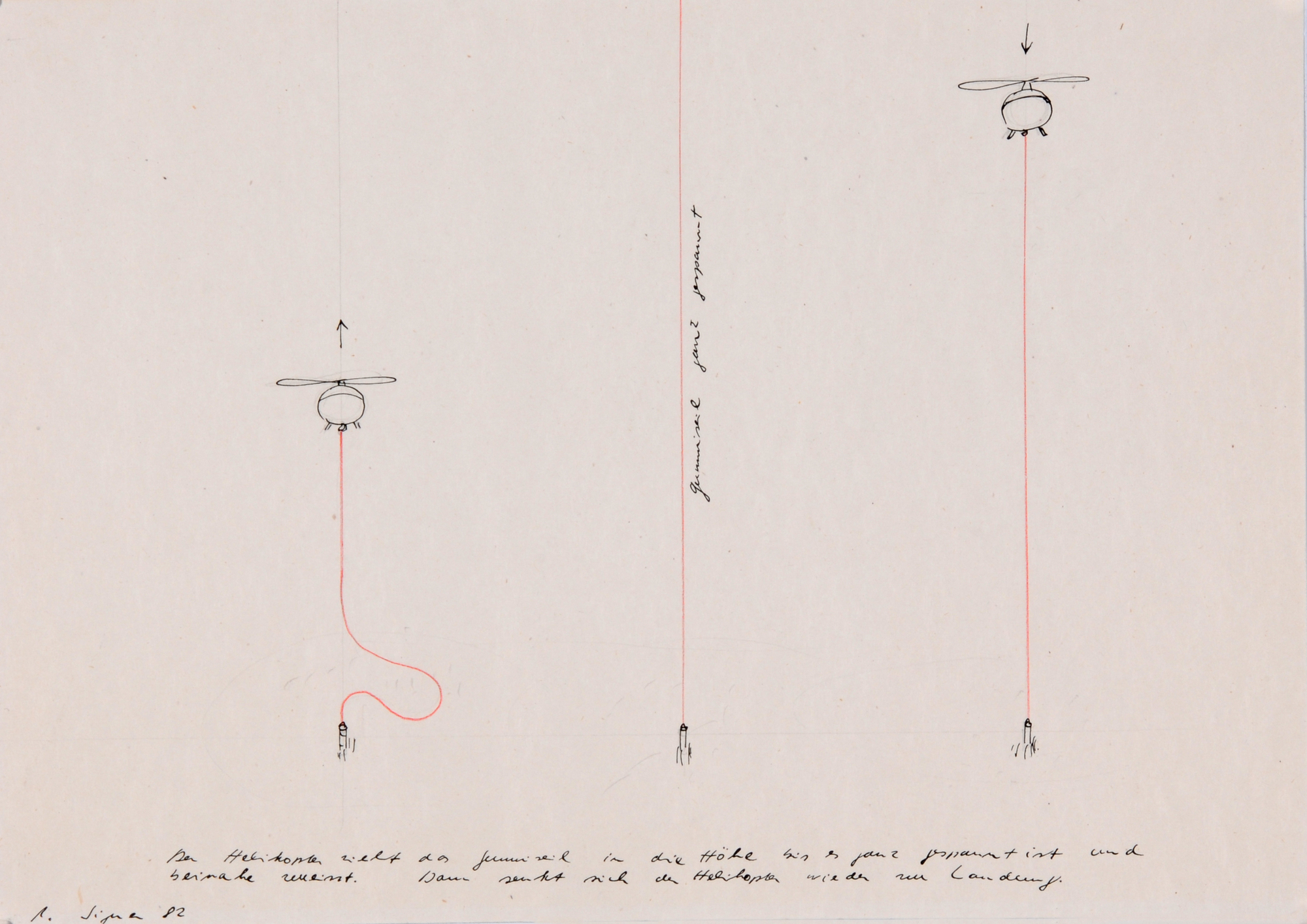 Roman Signer, Helikopter mit Gummiseil (Helicopter with Shock Cord)