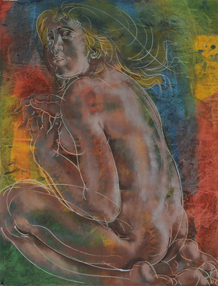 Sitzender Mädchenakt (Kneeling Girl Nude)