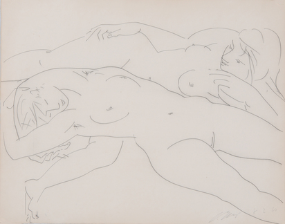 Two Drawings: Deux nues  allongées; Trois femmes à la plage