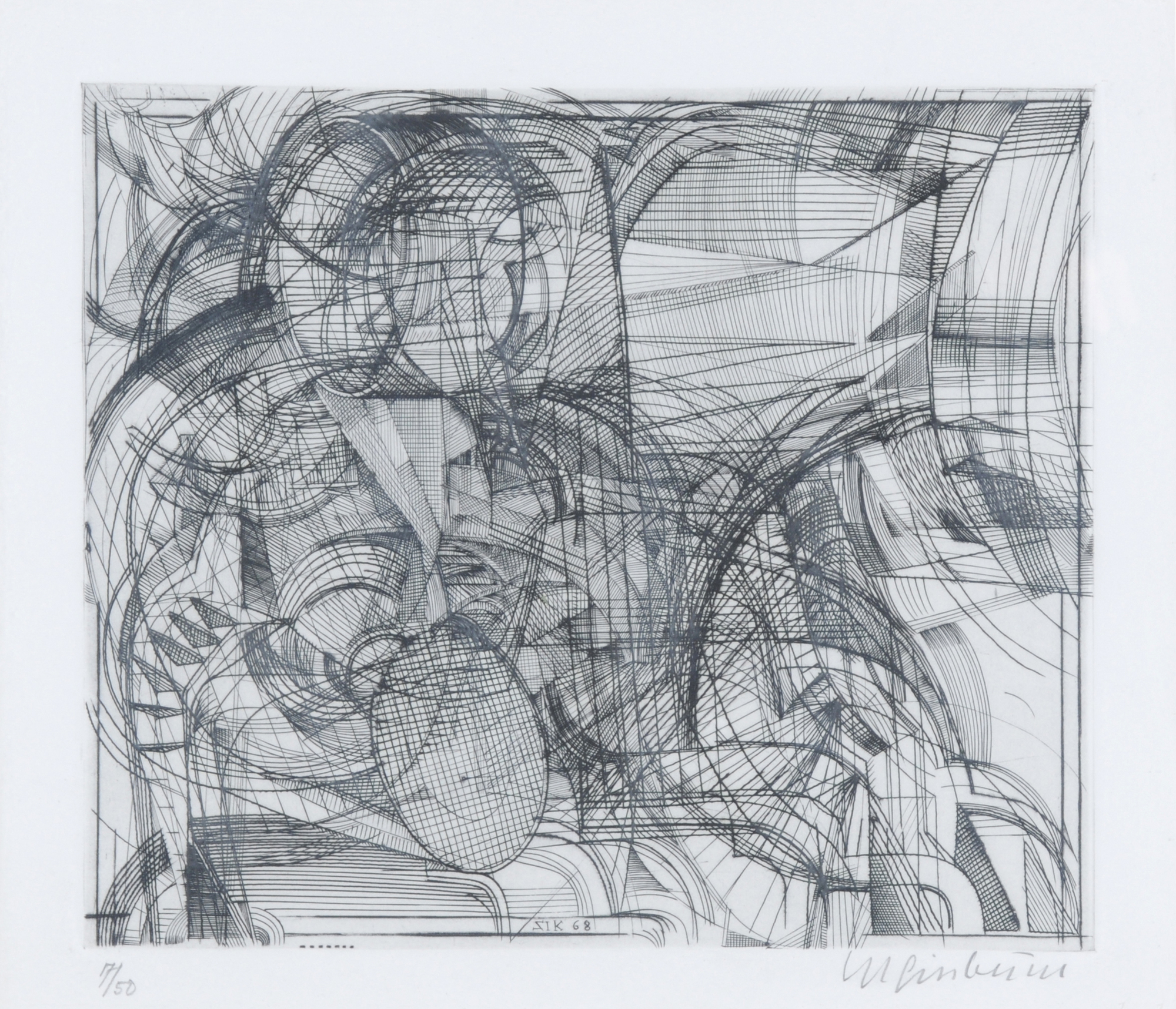 Bernhard Luginbühl, 4 Blätter: Kleiner Zyklop I, 1968; Tell I, 1966; Kleiner Stengel, 1968; Kleiner Karlsruher Stengel, 1967