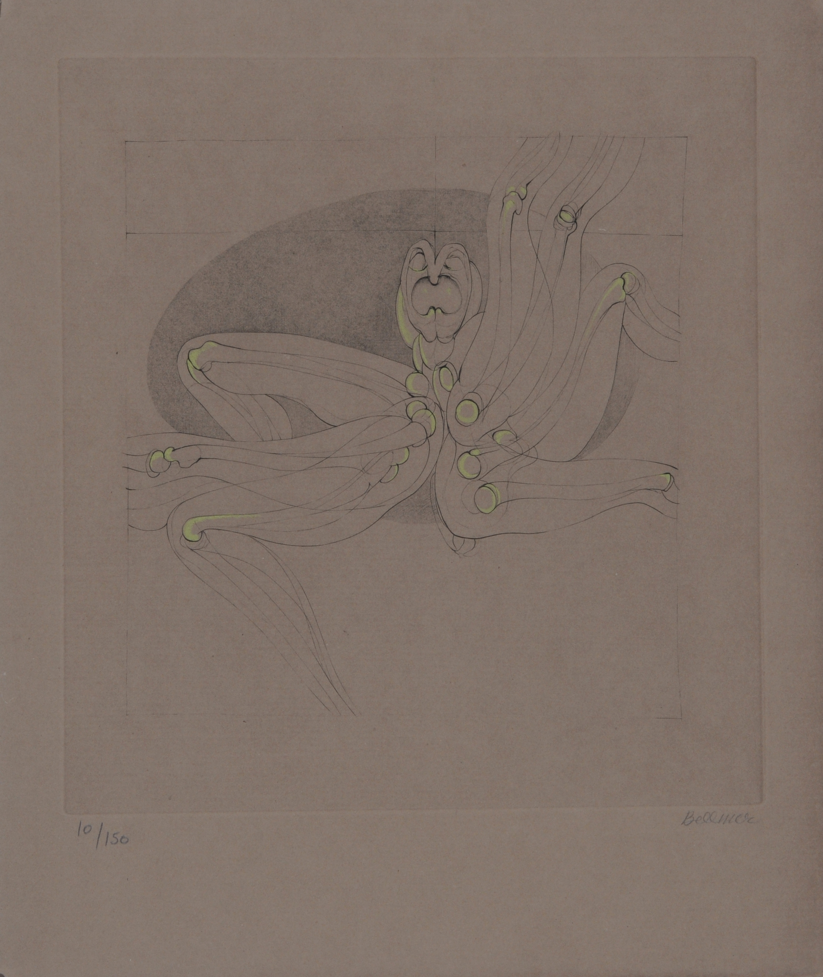 Hans Bellmer, 3 sheets and folder: Le vermoulu et le plissé (1); Sans titre (1); 2 sheets in folder from "Les marionnettes"