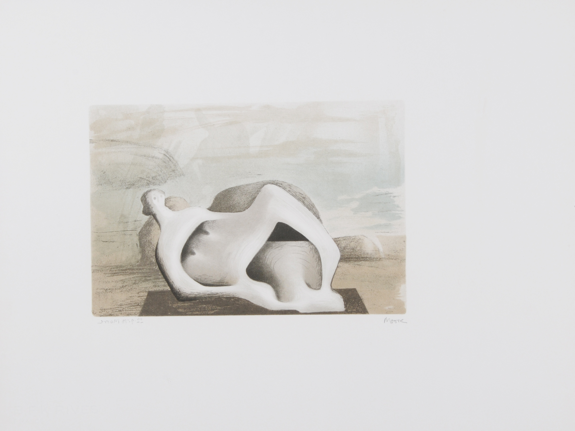 Henry Moore, Reclining Figure against Sea and Rocks